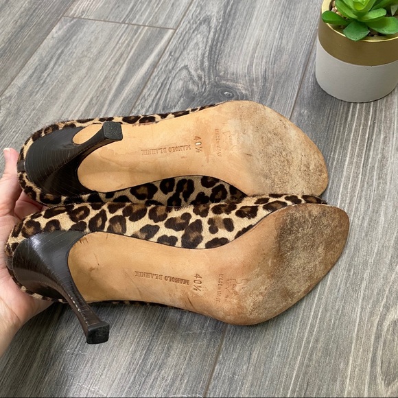 Manolo blahnik calf hair leopard peep toe heels - Picture 9 of 10
